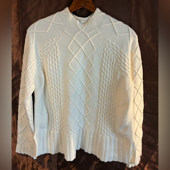 Cyrus of New York Cream mock neck chunky cable knit pullover sweater size XL - Picture 11 of 16